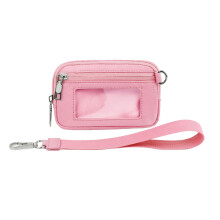 Clear PVC wrist wallet for cards and coins, zippered