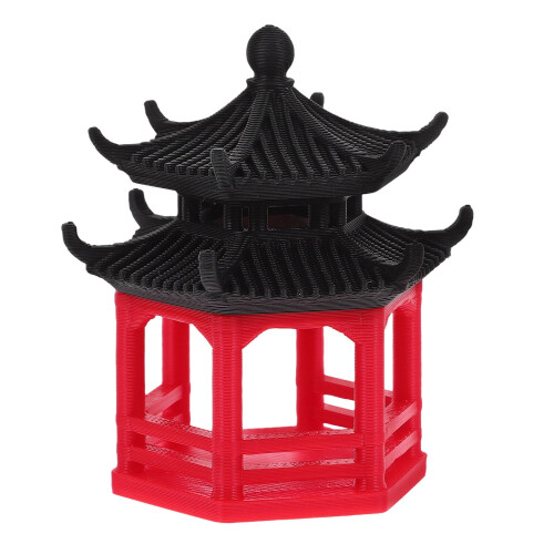 Ornament japonez hexagonal pentru acvariu, pavilion, multicolor