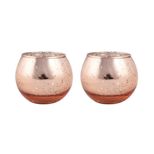 Glas-Teelichthalter, rund, 2er-Pack