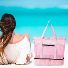 Strandtasche, wasserdicht, doppellagig, Netzgewebe, 20 x 16 x 6 cm