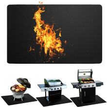 Fireplace Mat Black Polyester 39x60 Inch Fireproof Non-Slip