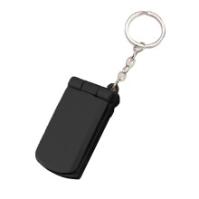 Chaveiro de metal em formato de telefone com suporte giratório de 4 cm.