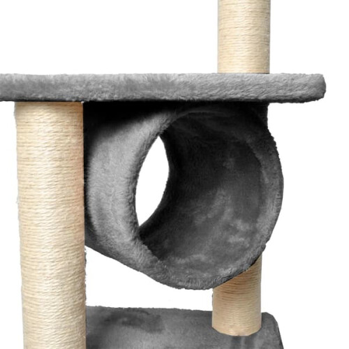 Cat scratching post with cave tunnel and plush platforms 2