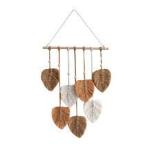 Tapisserie murale en macramé à motif de feuilles, style bohème, 120 x 80 cm