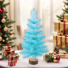 Blue 17-inch mini Christmas tree with lights and ornaments