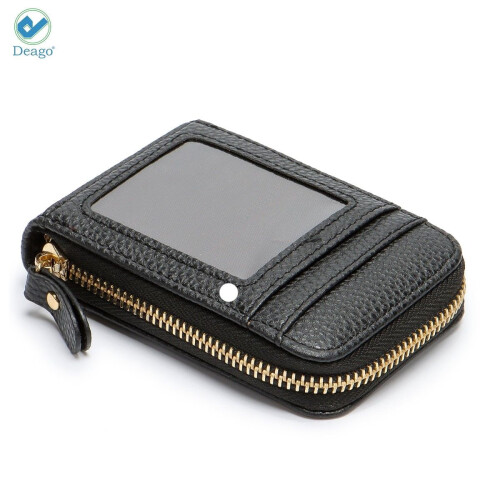 Men's Genuine Leather RFID Wallet with Zipper Pocket 1