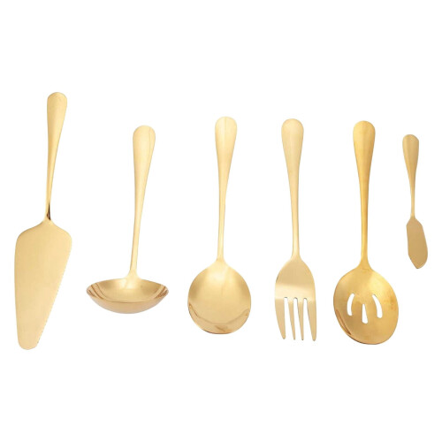 Gold Stainless Steel Flatware Set Modern Matte Finish