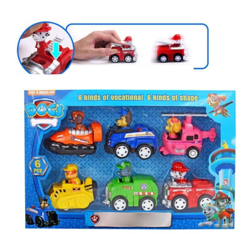 Paw Patrol puppy action figures pull-back car toy set 6 pcs 1