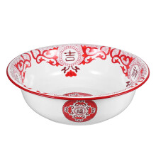 Bol de cuisine vintage en émail rouge (1 pièce)