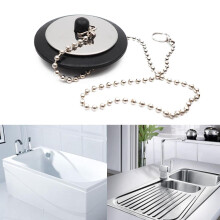 Bouchon de vidange de baignoire en caoutchouc avec chaînette