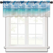 Cantonnière transparente beige turquoise 54 x 18 pouces