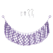 Filet de rangement pour jouets en macramé tissé à la main, grand format, idéal pour les chambres d'enfants.