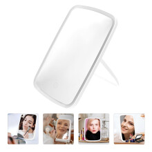 Miroir de maquillage LED portable en ABS avec reflet HD