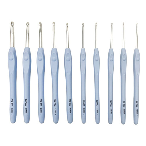 Conjunto de agulhas de crochê com cabo ergonômico macio, 10 peças.