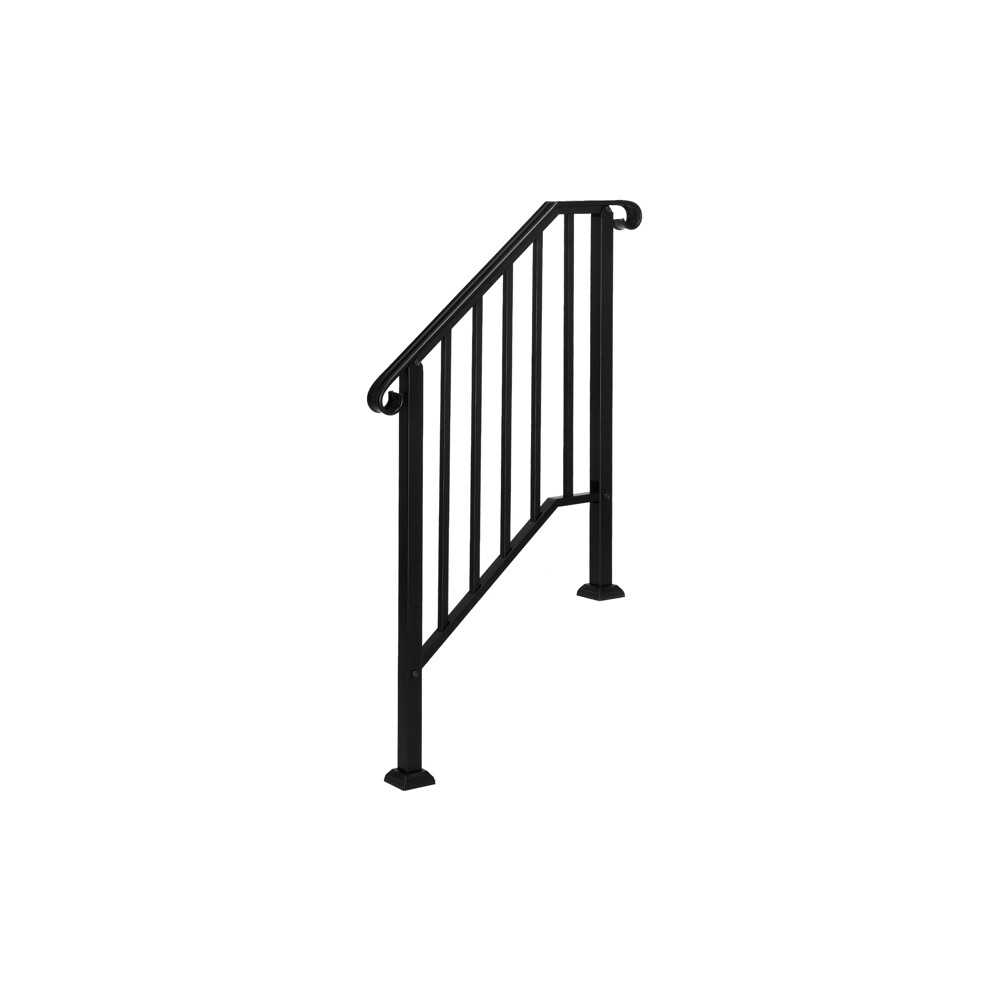 Iron Handrail Railing For Stairs 2 Steps Handrail For Garden Outdoor Step Matte Black 7368873978516