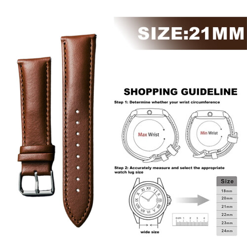 Leather watch band dark brown 21mm 1