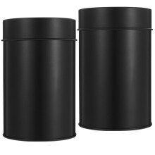 Zwarte blikken theebus, keukenopbergdoos (2 stuks)