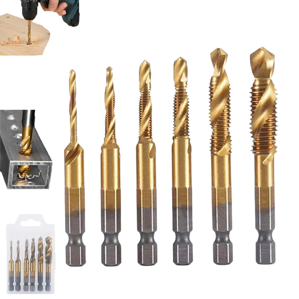 Spiral Tap Drill Bit Set Metric 3-In-1 Hex Shank 974856784226