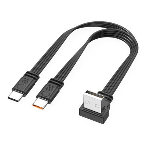 Καλώδιο φόρτισης διπλής εξόδου USB-C, γρήγορη φόρτιση 66W, υπό γωνία