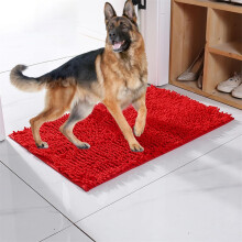 Dog Door Mat Red Absorbent Non-Slip Washable 24x36 in