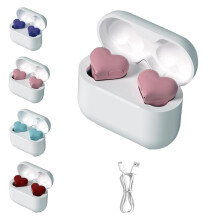 Auriculares inalámbricos para juegos con forma de corazón y cancelación activa de ruido (ANC) en color rosa.