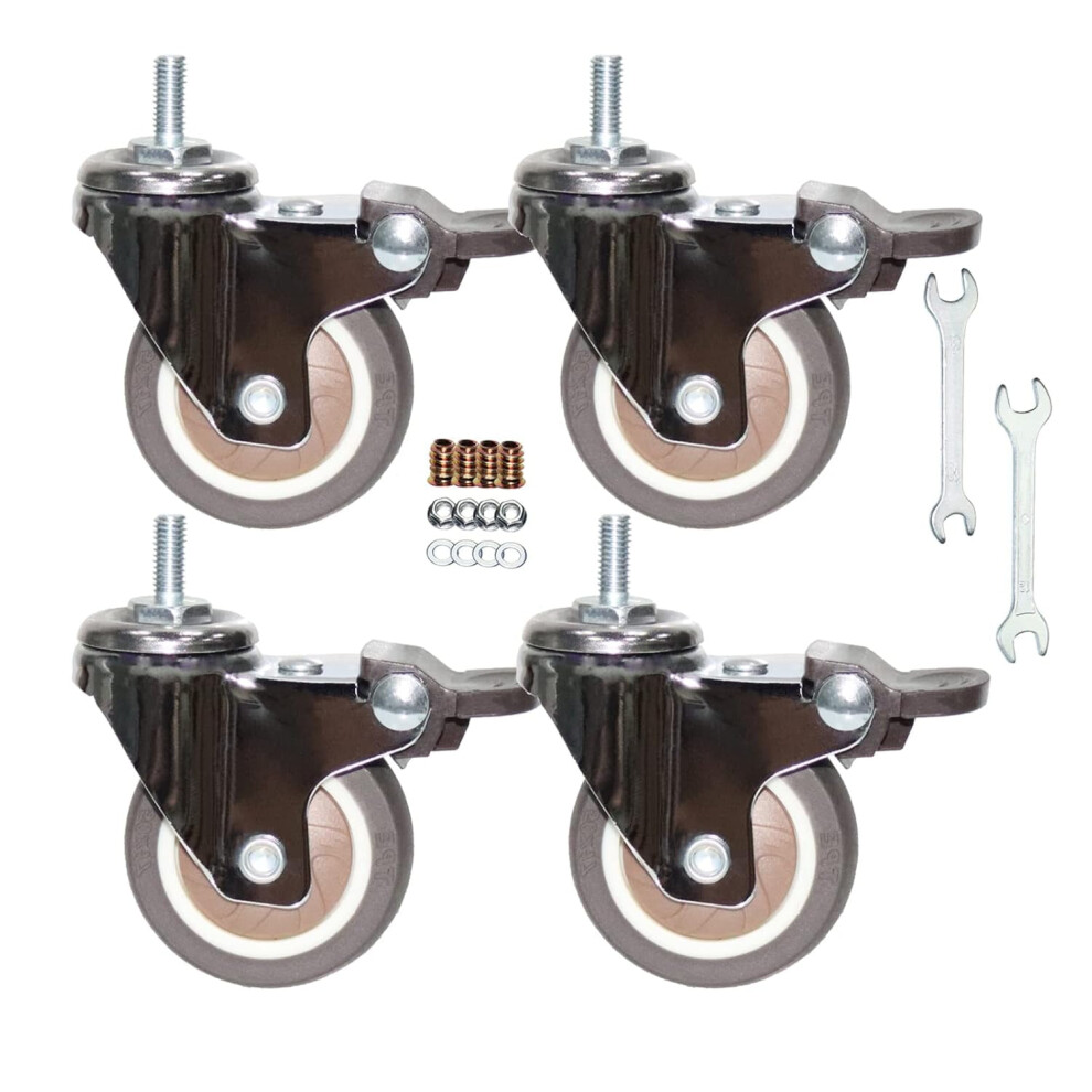 Stem Casters With Brake 2.0 Inch 360 Swivel Tpr Wheels 9122141404309