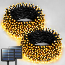 Napelemes fényfüzér, meleg fehér, 400 LED, 151 láb, 2 db-os csomag