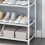 Shoe Rack Plastic 5-Tier with Top Shelf Black White 5