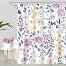Duschvorhang Aquarell Lavendel Blumenmuster 72x84