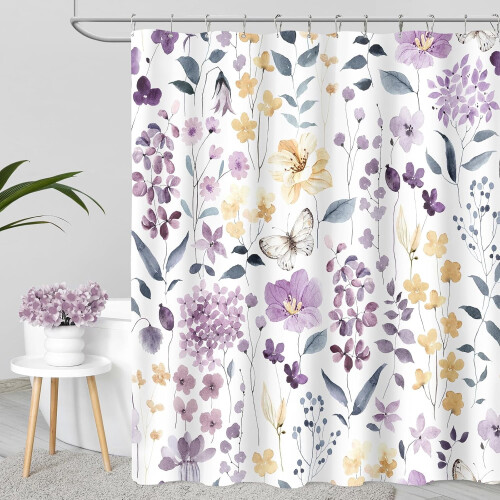 Duschvorhang Aquarell Lavendel Blumenmuster 72x84