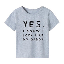 Girls Cotton T-shirt with Letter Print, Grey, 4-5 Years
