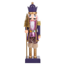 Beleuchtete lila Nussknackerfigur für den Weihnachtskamin