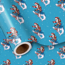 Carta da regalo natalizia con Babbo Natale su sfondo blu squalo 17 pollici x