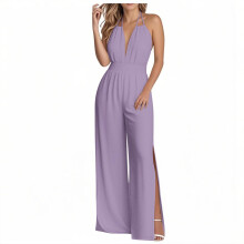 Women's Purple Jumpsuit Solid Loose Fit XL