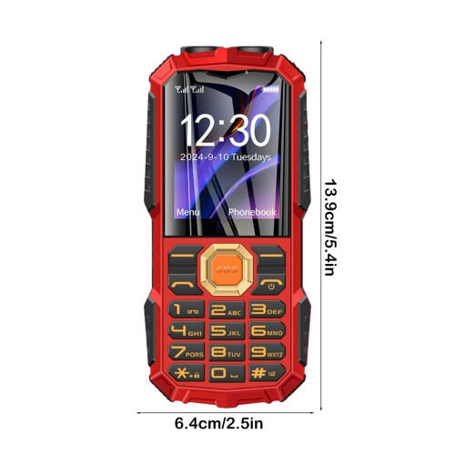Red Senior Cell Phone Large Screen 4G Dual SIM Bluetooth 2