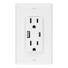 Disjoncteur différentiel 20 A avec ports USB A et C, autotest, homologué GFI, blanc