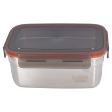 Caja rectangular de acero inoxidable 304 para almacenar alimentos, 1900 ml.