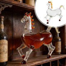 Bouteille de vin en verre en forme de cheval 1L 26x25cm étanche