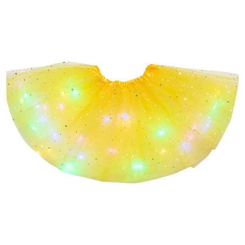 Gelber Damen-Tutu-Rock, 5-lagig, elastisch, kurzer Rock, 3er-Pack 1