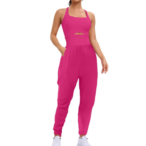 Women's moisture-wicking running romper hot pink S