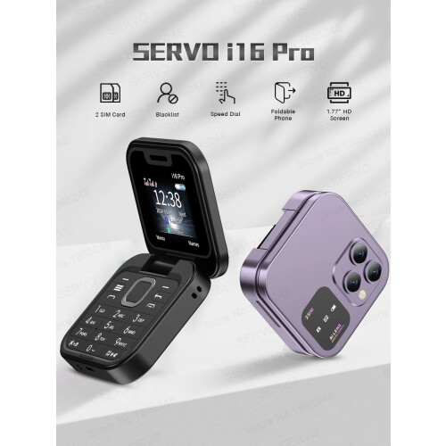 Mini celular flip dobrável GSM dual SIM com câmera HD