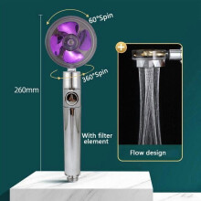 High Pressure Shower Head Adjustable 360 Rotation Turbine Water Saving Shower