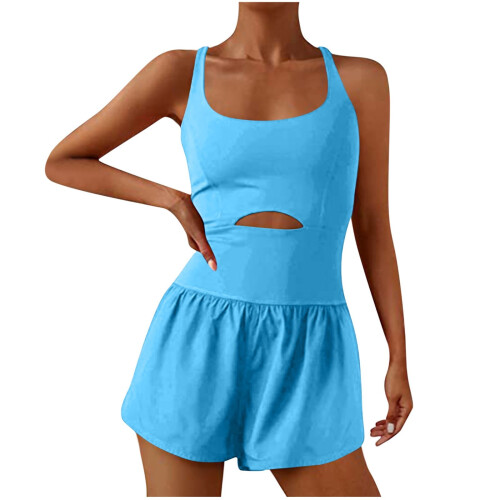 Women's moisture-wicking running romper sky blue S