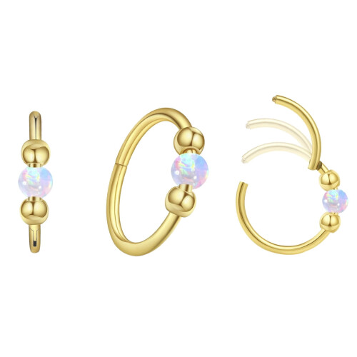 Opal-Nasenringe für Damen, 8 mm oder 10 mm, Edelstahl