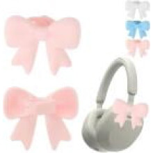 Adornos de silicona para auriculares con lazo rosa (paquete de 2)