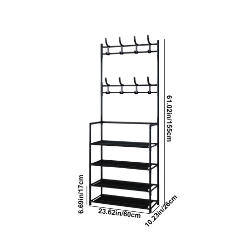 Free Standing Shoe Rack Metal 8 Double Hooks 2