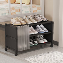 Rangement à chaussures à roulettes sous le lit 56 x 30 x 44 cm Noir et blanc