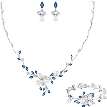 Marquise CZ pärla brudset halsband örhängen armband