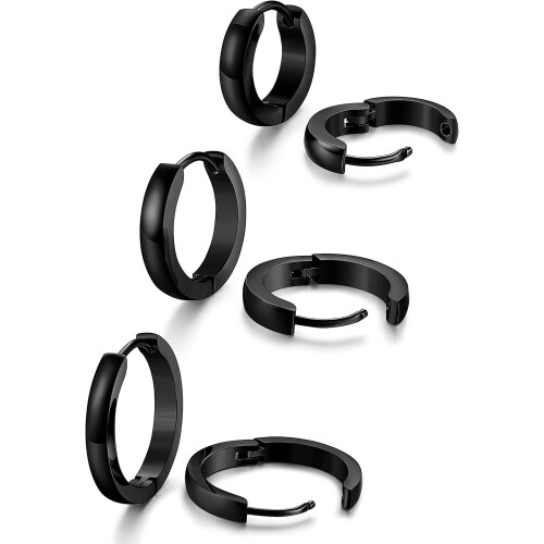 Rustfrit stål Huggie Hoop øreringe til mænd og kvinder3