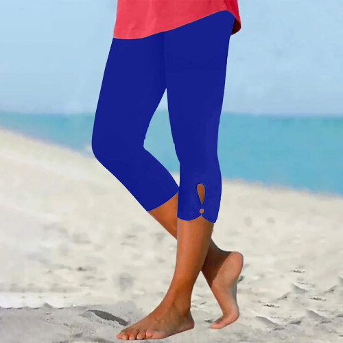 Lätta caprileggings med hög midja för kvinnor, blå 1